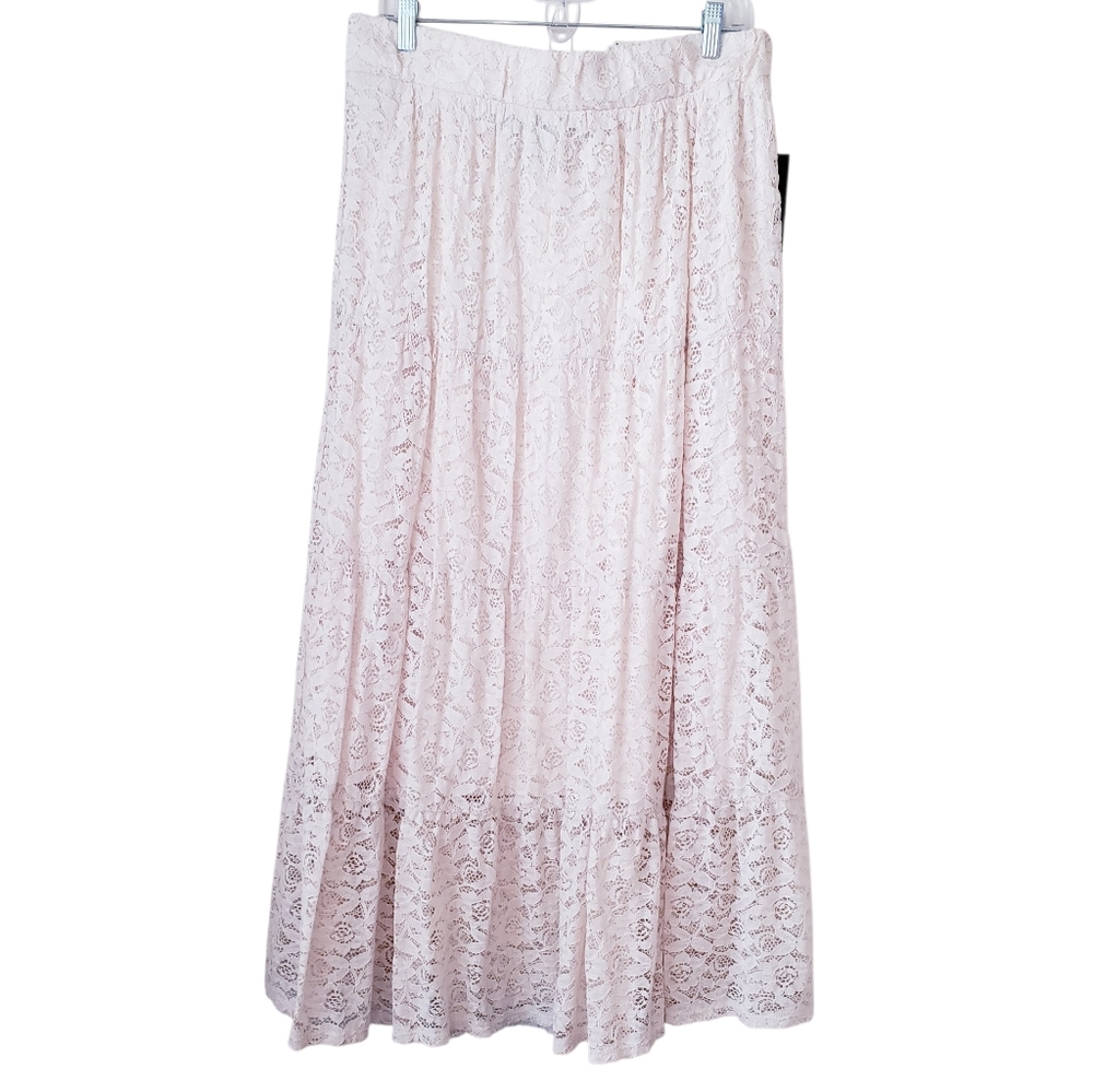 Studio 253 Ivory Lace Tiered Maxi  Skirt